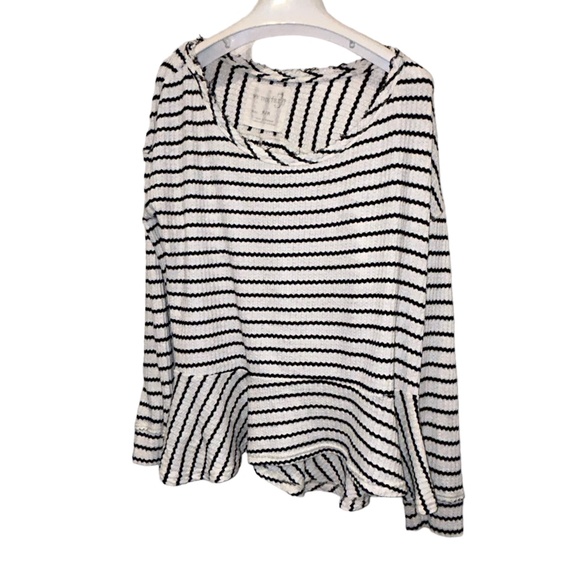 Free People French Breton Nautical Striped peplum slouchy top M - Picture 1 of 4